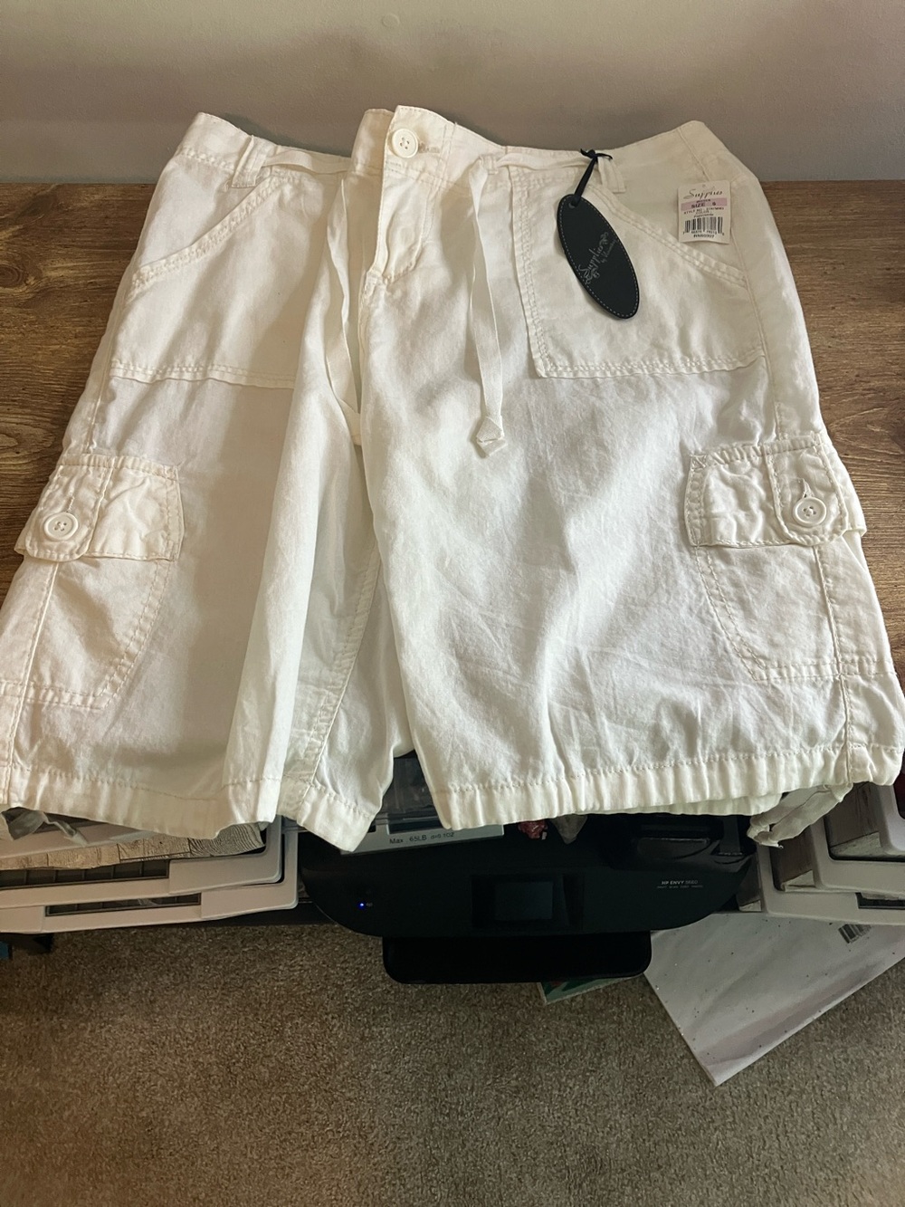 UNIONBAY White Drawstring Cargo Bermuda Shorts - Picture 4 of 13